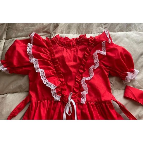 5T Kandy Ann Vintage Girls' Red Ruffle Party Christmas Dress - Picture 2 of 7